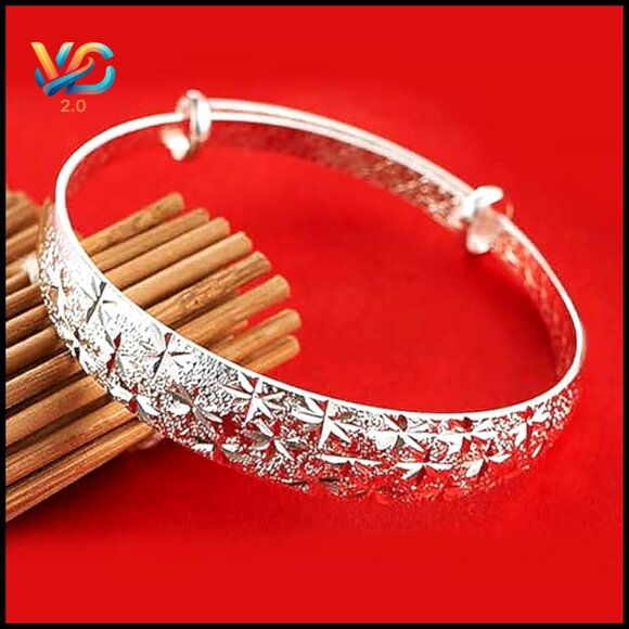 Sterling Silver Adjustable Bangle Bracelet Minimalist Stackable Jewelry - Picture 4 of 6